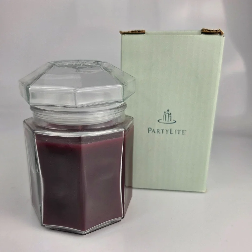 PartyLite Raspberry Scented Wax Filled Glass Jar Candle 14oz New in Box B1428